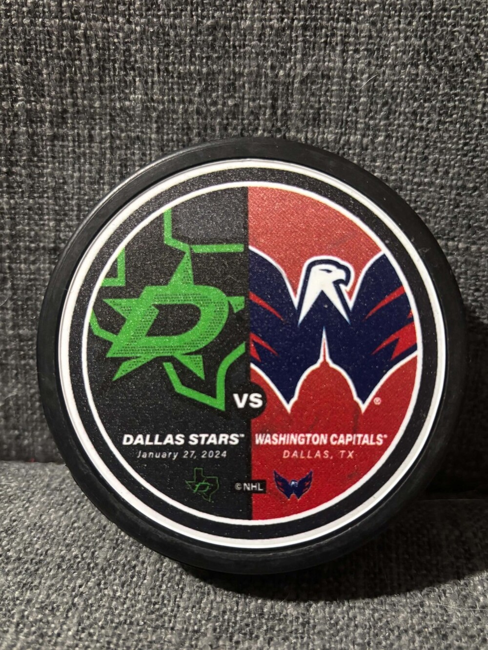 Dallas Stars vs Washington Capitals January 27, 2024 NHL Match Up Hockey Puck